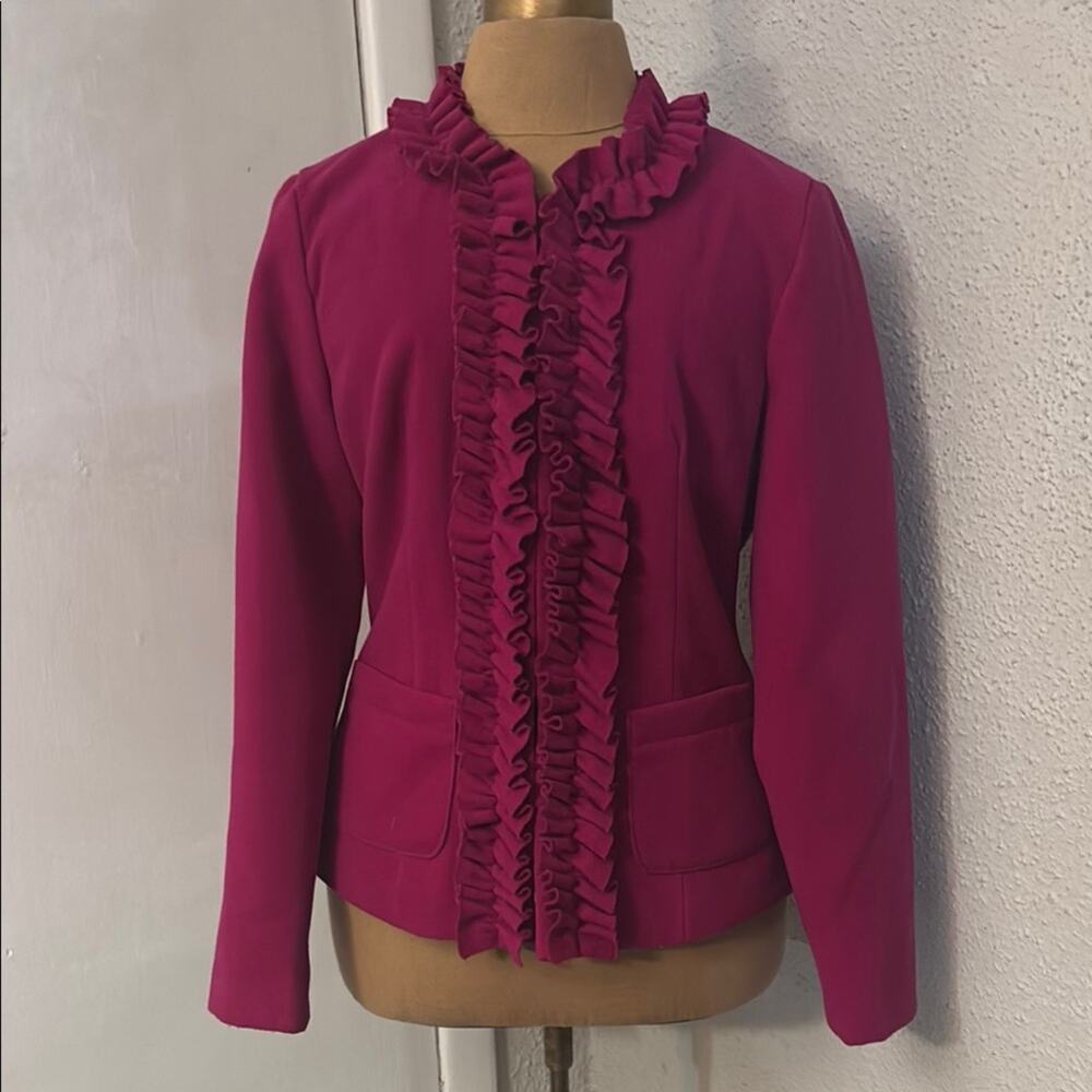 Spense Long Sleeve Magenta Ruffle Lined Blazer S Corporate Siren Dopamine Barbie